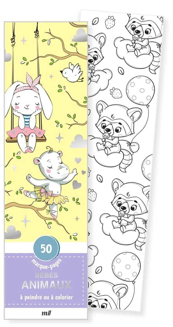 Marque-pages : Bébés animaux : 50 marque-pages à peindre ou à colorier