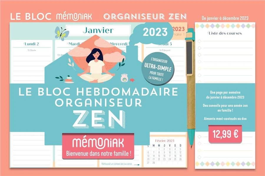 Mémoniak ; le bloc hebdomadaire organiseur : zen (édition 2023)