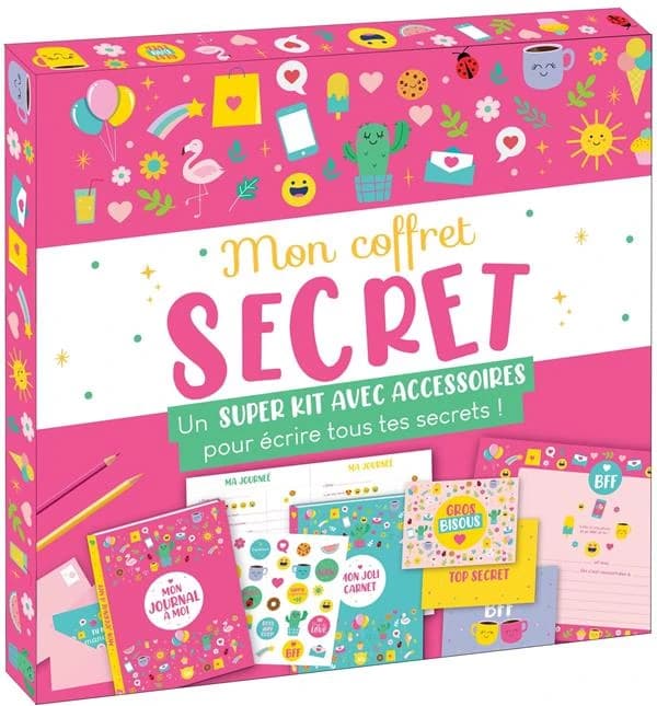 Mon coffret secret : un super kit avec accessoires pour écrire tous tes secrets : papeterie girly