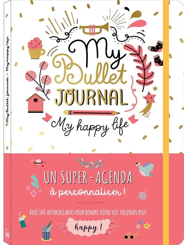 Mémoniak : my bullet journal : my happy life : agenda en pointillé et prérempli