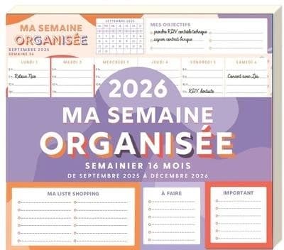 Ma semaine organisée : De septembre à décembre (édition 2025