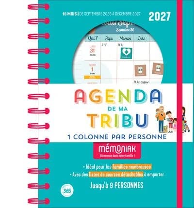 Mémoniak : Agenda de ma tribu : Une colonne par personne : De septembre à décembre (édition 2026