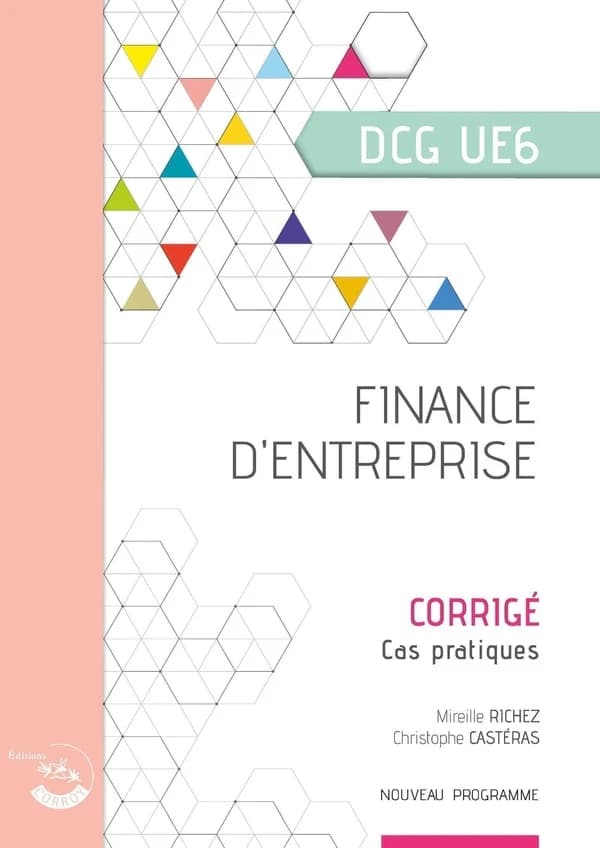 Finance d'entreprise : diplôme de comptabilité et de gestion, UE 6 : corrigé (Éd. 2025-2026, conforme [au] PCG 2025) Frédéric Chappuy,...