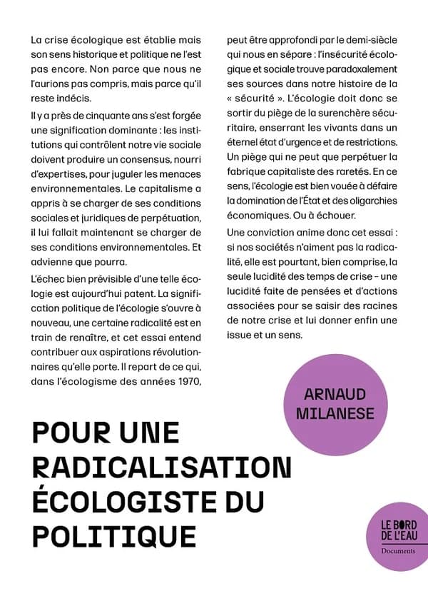Pour une radicalisation écologiste du politique : le nouvel âge de la sécurité