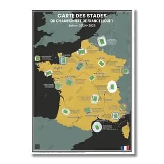 Carte des stades du Championnat de France Ligue 1 : Saison 2024-2025
