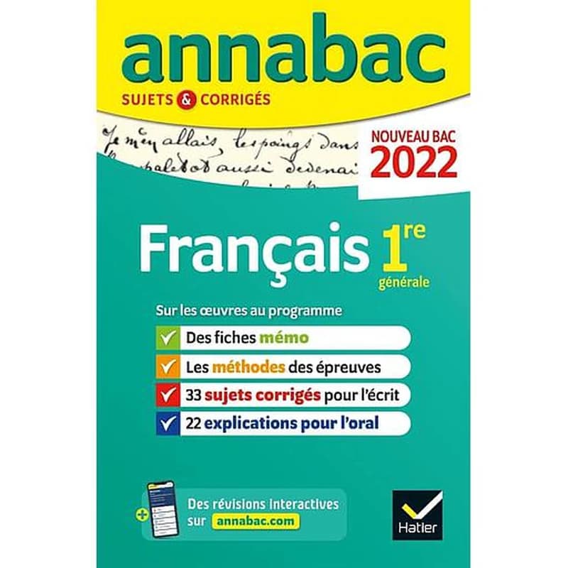 Annabac sujets & corrigés ; français ; 1re générale (édition 2022)