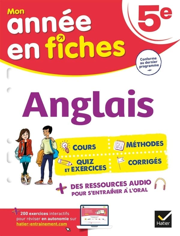 Mon année en fiches : anglais ; 5e