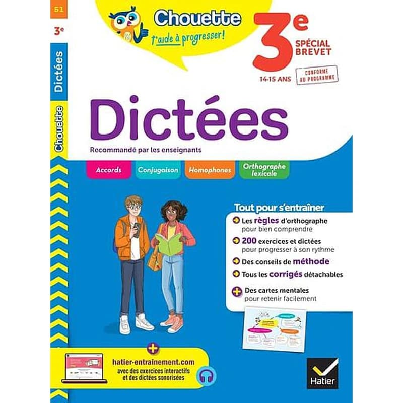 Chouette entraînement Tome 51 : dictées ; 3e