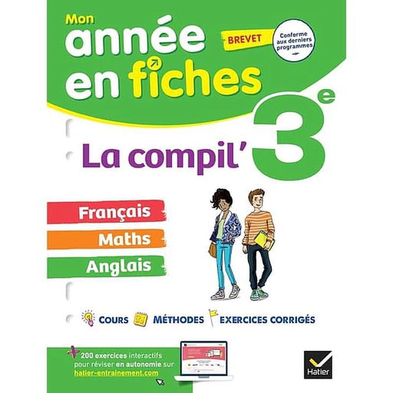 Mon année en fiches : français, maths, anglais ; 3e ; la compil'