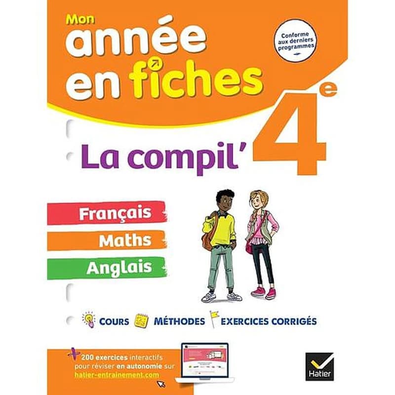 Mon année en fiches : français, maths, anglais ; 4e ; la compil'