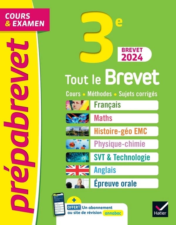 Prépabrevet cours & examen : tout le brevet : cours, méthodes, sujets corrigés (édition 2024)