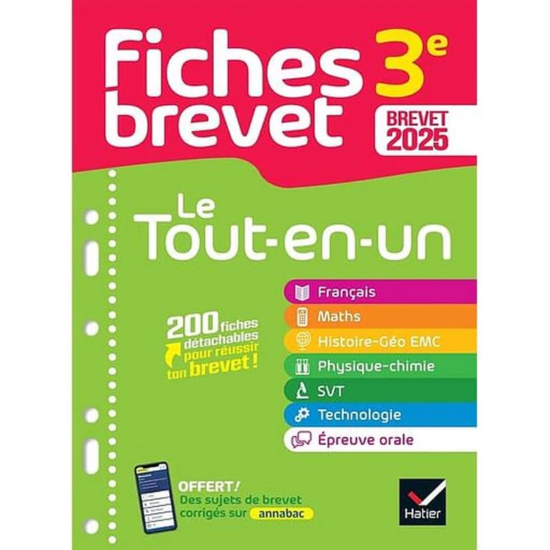 FICHES BREVET - LE TOUT-EN-UN BREVET 2025 (TOUTES LES MATIERES) - FRANCAIS, MATHS, HISTOIRE-GEO EMC,