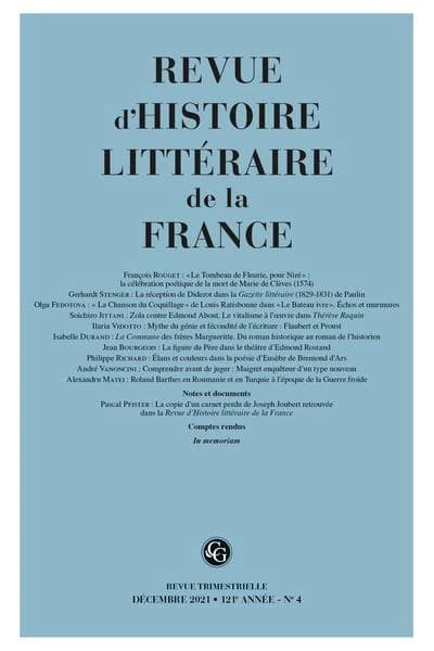 Revue D'Histoire Litteraire de la France