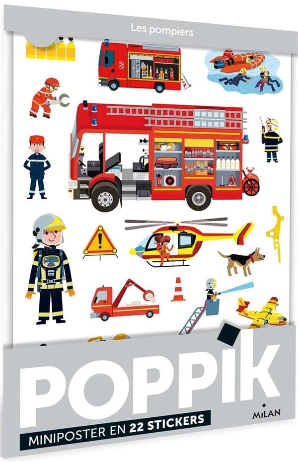 Les pompiers : miniposter en 22 stickers : [Autocollant]