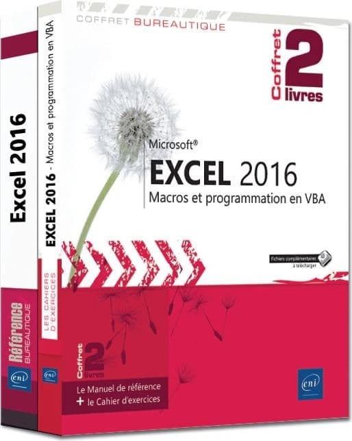 Excel 2016 ; coffret de 2 livres : le manuel de référence et le cahier d'exercices sur les macros et la programmation VBA