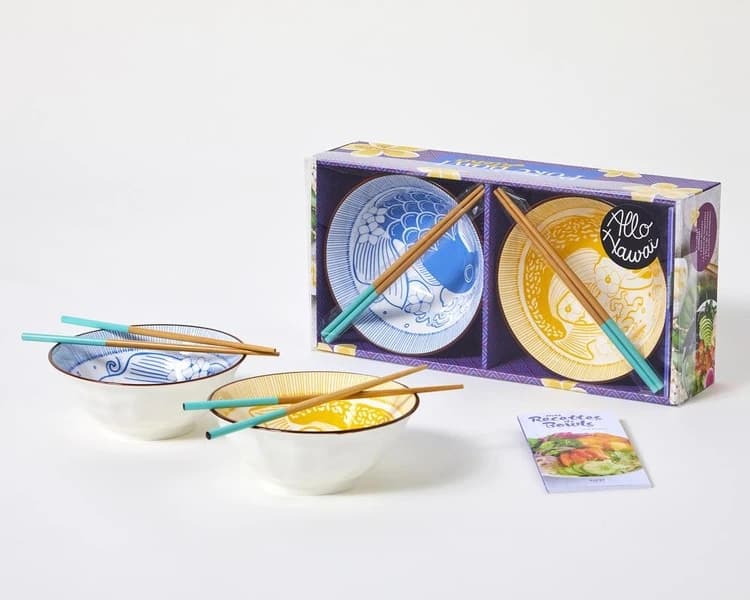 Coffret Poke Bowl Aloha : Avec 2 bols, 2 paires de baguettes et 1 livre de recettes