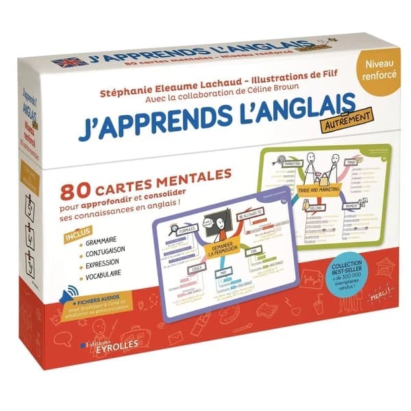 J'apprends l'anglais autrement ; niveau renforcé : 80 cartes mentales pour approfondir et consolider ses connaissances en anglais !