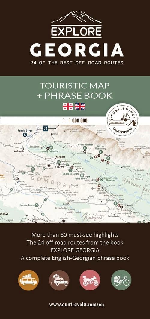 Explore Georgia, 24 of the best off-road routes : touristic map + phrase book