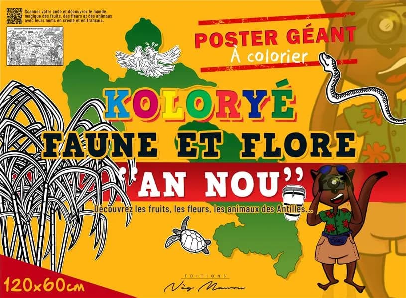 Koloryé flore et faune "an nou" : découvrez les fruits, les fleurs, les animaux des Antilles... : [Album à colorier]