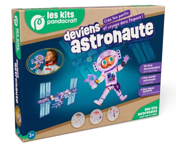 Deviens astronaute : Coffret avec 1 livre documentaire, 1 pantin astronaute, une tenue spatiale et une tenue
