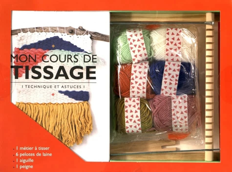 Mon cours de tissage. Techniques et astuces : Avec 1 métier à tisser, 6 pelotes de laine, 1 aiguille, 1 peigne