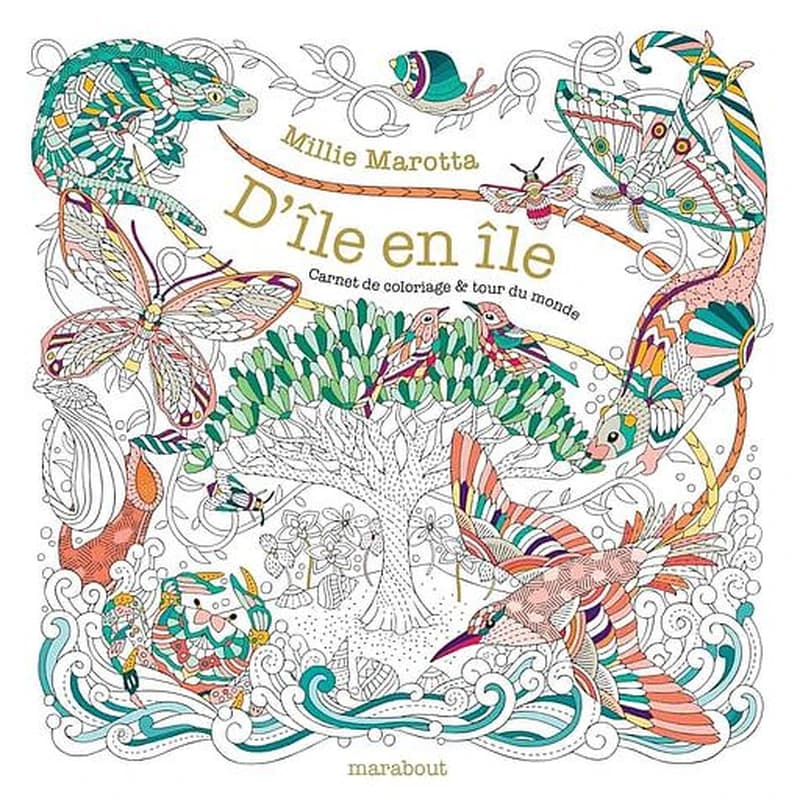 D'île en île : carnet de coloriage & tour du monde : [Album à colorier]