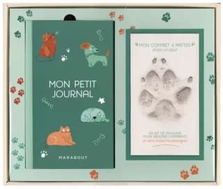 Mon coffret 4 pattes : Chien et chat. Avec 1 cadre, 1 kit de moulage et 1 album à remplir