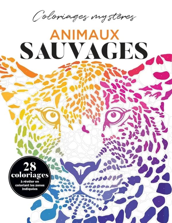 Coloriages mystères : animaux sauvages - 28 coloriages à révéler en coloriant les zones indiquées : [Album à colorier]