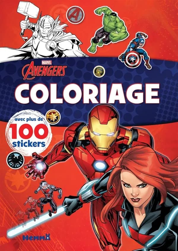 Coloriage Marvel Avengers : avec plus de 100 stickers : [Album à colorier]