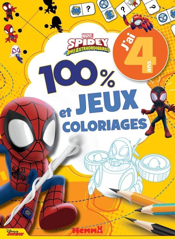 100% Jeux et Coloriages Marvel : Spidey et ses amis extraordinaires : j'ai 4 ans : [Album à colorier]