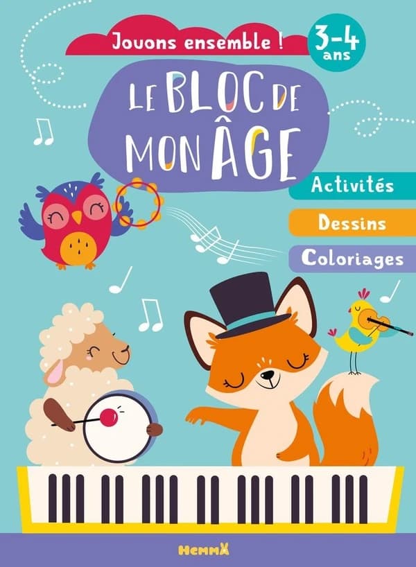 Le bloc de mon âge : jouons ensemble ! : 3-4 ans : [Album à colorier]