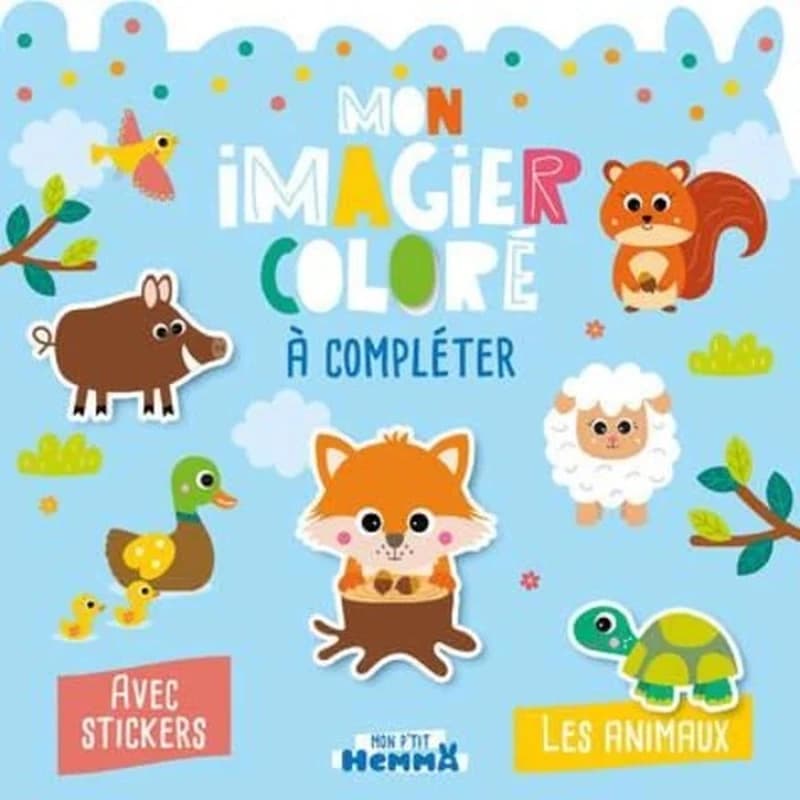 Mon imagier coloré à compléter : les animaux : avec stickers : [Autocollant]