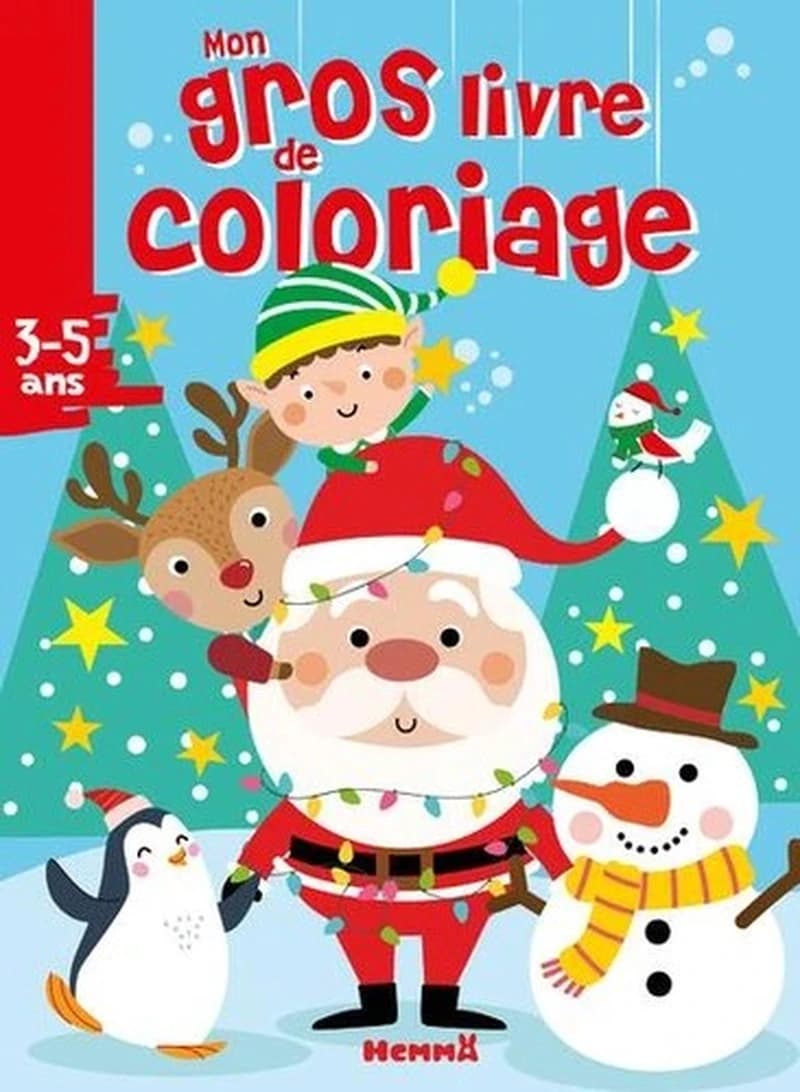 Gros livre de coloriage, Père Noël, lutin et leurs amis