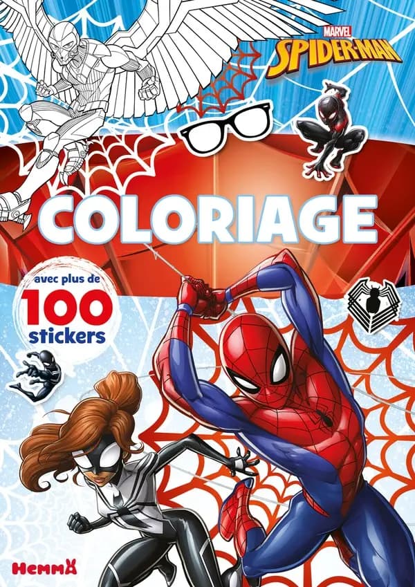 Coloriage avec stickers : Spider-Man : Spider-Man et Spider-Girl