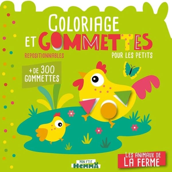 Mon p'tit Hemma : Coloriage et gommettes repositionnables pour les petits : Les animaux de la ferme
