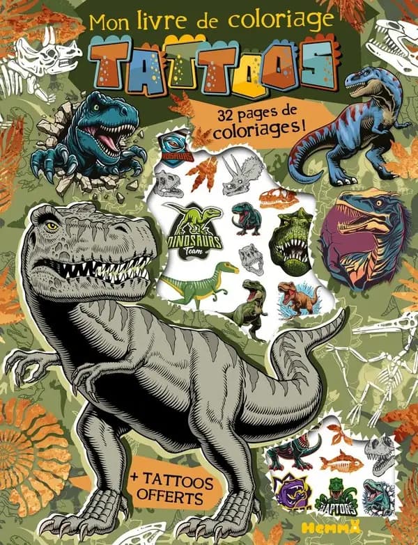 Mon livre de coloriages : Tattoos (Dinos)