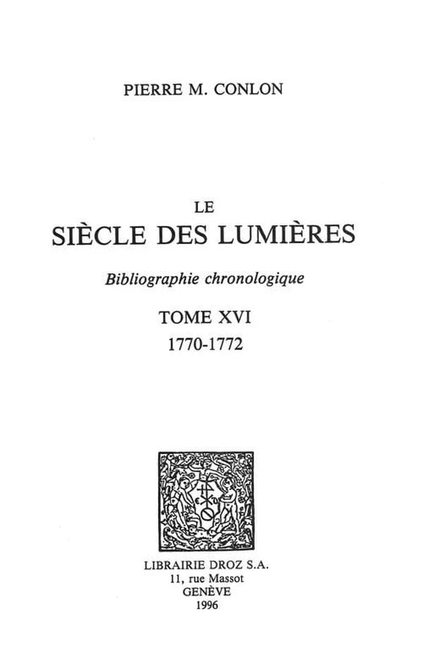 Le siècle des Lumières : bibliographie chronologique