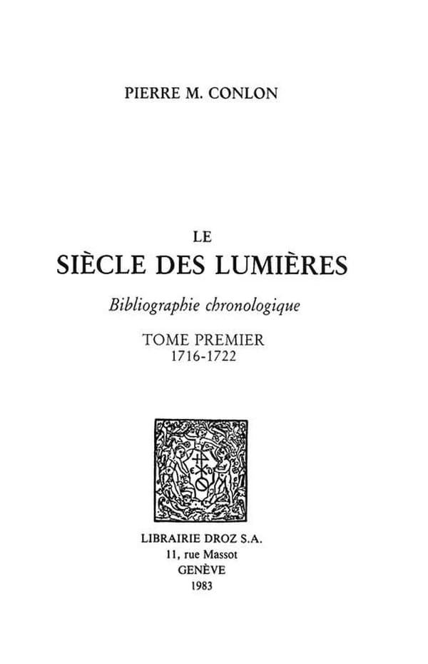 Le siècle des Lumières : bibliographie chronologique
