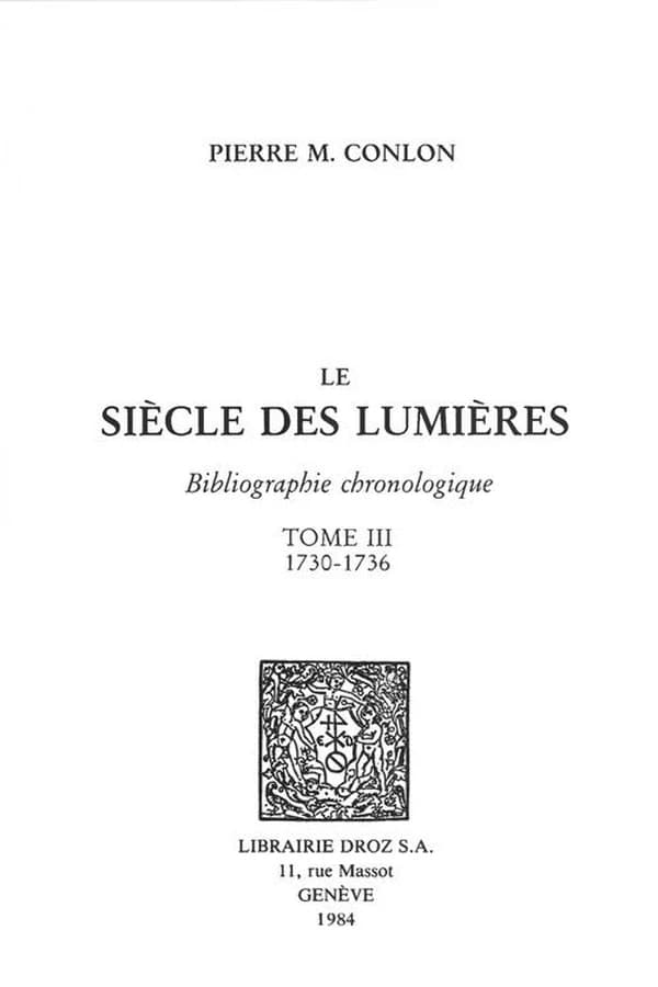 Le siècle des Lumières : bibliographie chronologique