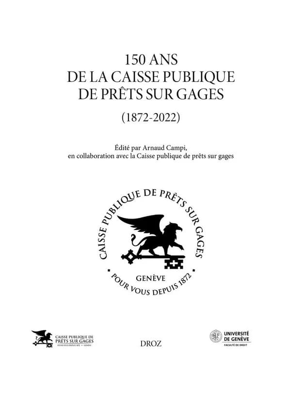 150 ans de la caisse publique de prêts sur gages (1872-2022)