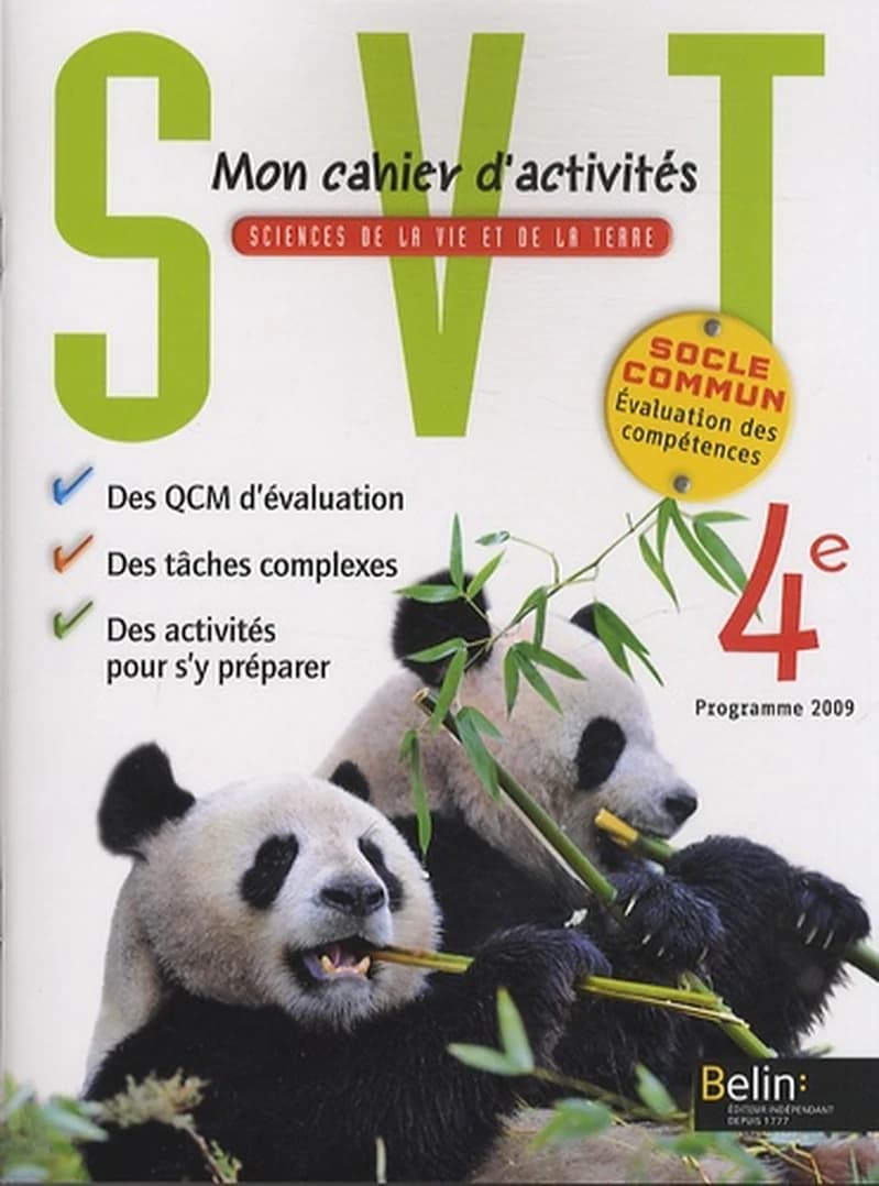 CAHIER D'ACTIVITE SVT 4E