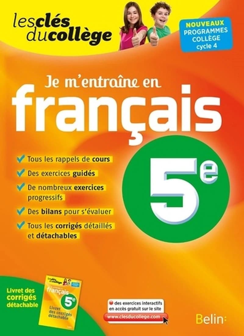 LES CLES DU COLLEGE : je m'entraîne en français ; 5ème (édition 2016)