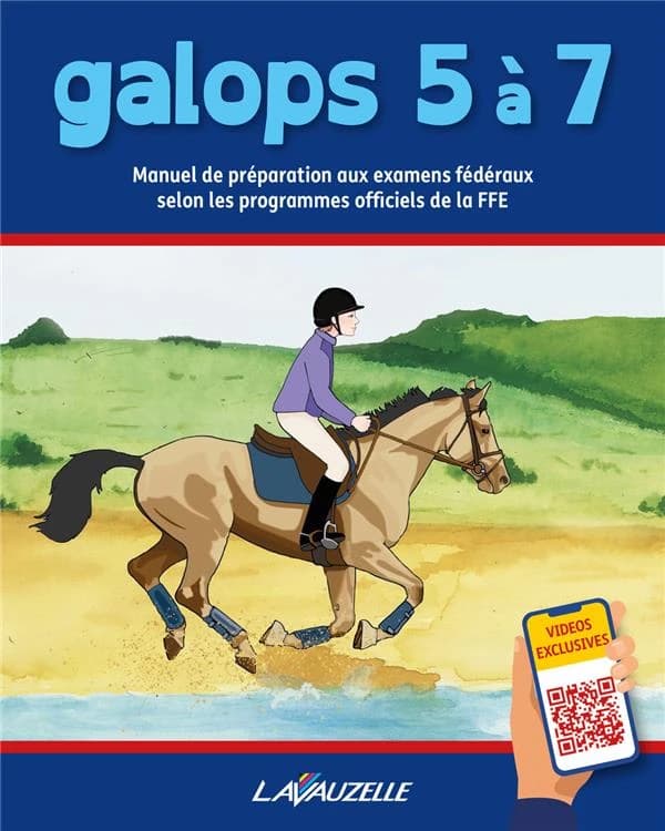 Galops 5 à 7 : manuel d'entraînement aux examens fédéraux selon les programmes officiels de la FFE (Nouvelle éd. [actualisée]) auteurs, Bertrand Poisson, Laurence Jacquey, Hélène Roche ; illustrations, Laurence Jacquey, Pompinette