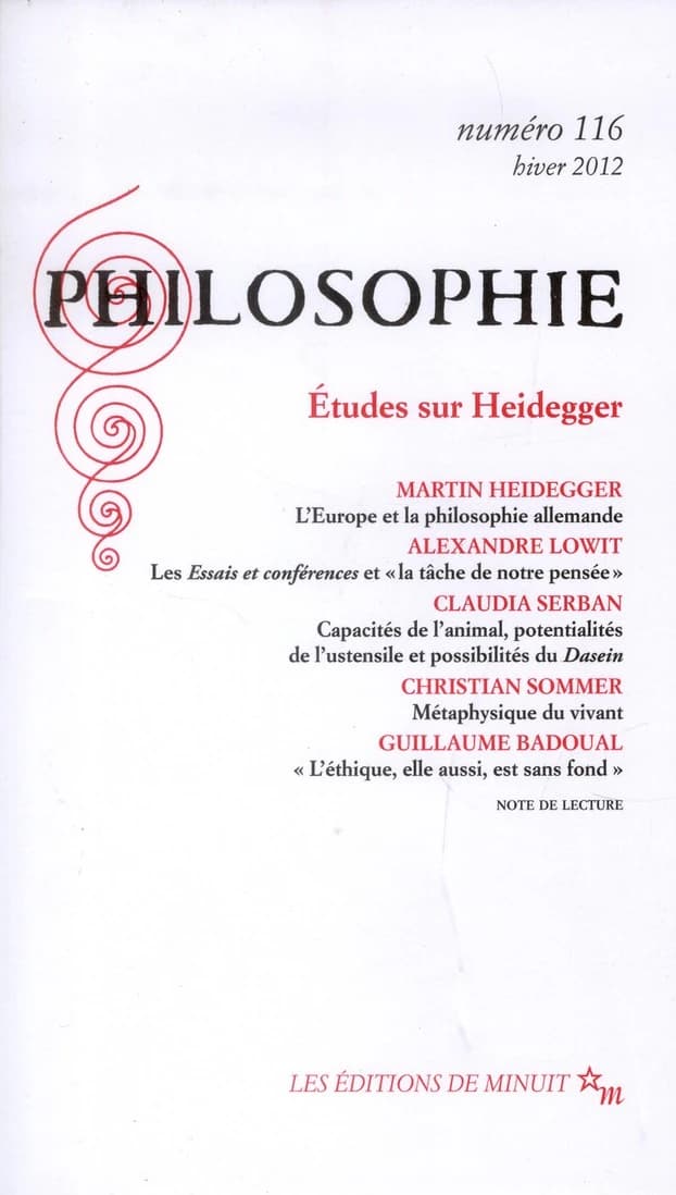 Revue Philosophie n.116 : études sur Heidegger