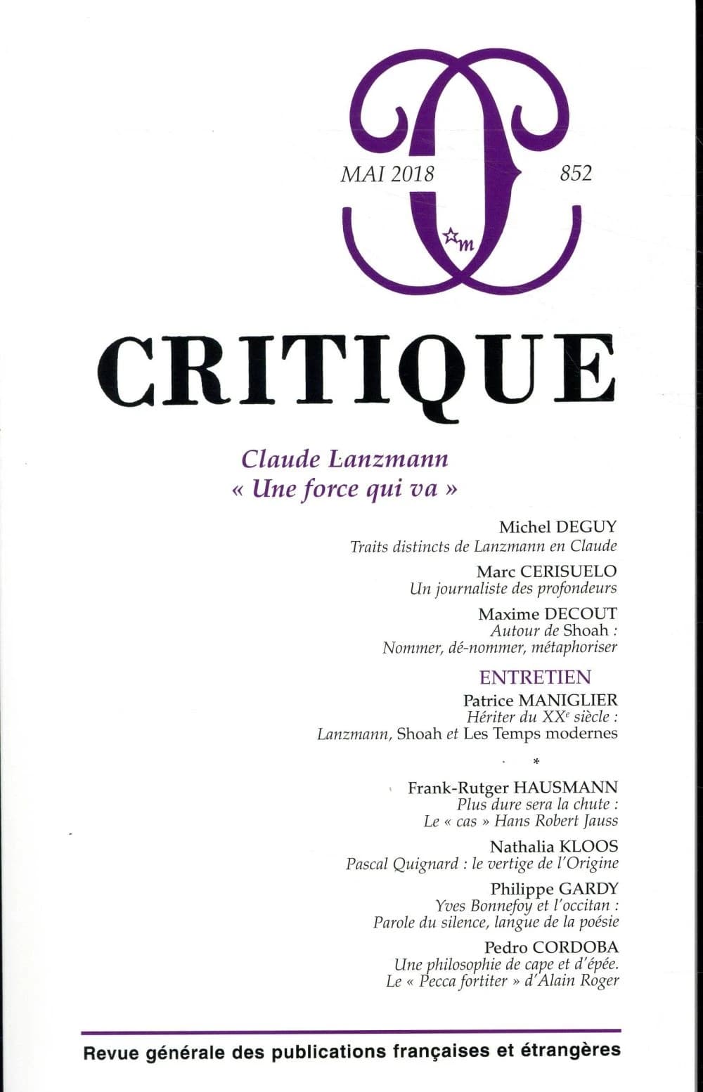 Revue critique n.852