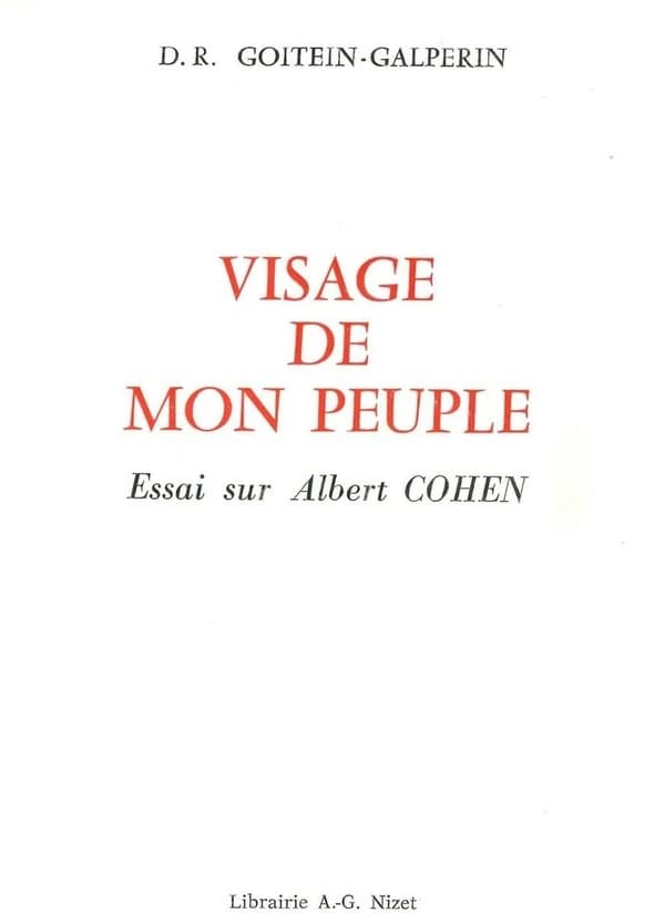 Visage de mon peuple : essai sur Albert Cohen