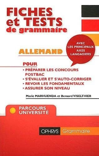Fiches et tests de grammaire allemand : avec corrigés