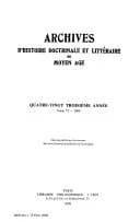 Archives d'histoire doctrinale et littéraire du moyen âge