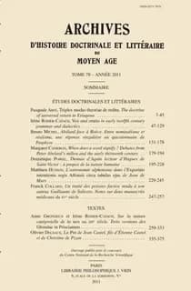 Archives d'Histoire litteraire et doctrinale du Moyen-Age LXXVIII