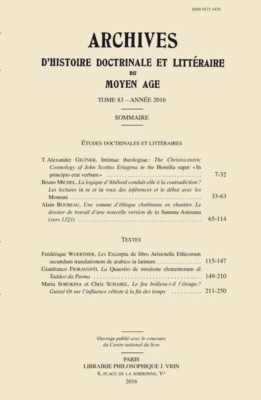 Archives d'histoire littéraire et doctrinale du Moyen âge n.83